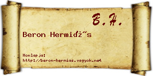Beron Hermiás névjegykártya